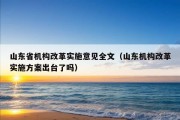 山东省机构改革实施意见全文（山东机构改革实施方案出台了吗）