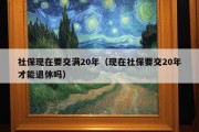 社保现在要交满20年（现在社保要交20年才能退休吗）