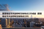 露营地名字大全好听又有特点三字成语（露营地名字大全好听又有特点三字）