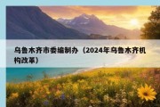 乌鲁木齐市委编制办（2024年乌鲁木齐机构改革）