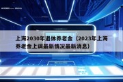 上海2030年退休养老金（2023年上海养老金上调最新情况最新消息）