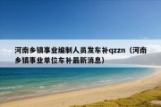 河南乡镇事业编制人员发车补qzzn（河南乡镇事业单位车补最新消息）