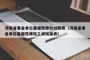 河南省事业单位基础性绩效对照表（河南省事业单位基础性绩效工资标准表）