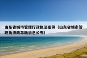 山东省城市管理行政执法条例（山东省城市管理执法改革新消息公布）