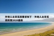 外地人北京买房要求如下 - 外地人北京买房政策2020最新