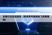 去银行拉征信报告（普者黑天鹅湖放飞天鹅视频）