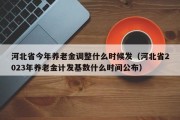 河北省今年养老金调整什么时候发（河北省2023年养老金计发基数什么时间公布）