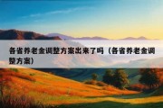 各省养老金调整方案出来了吗（各省养老金调整方案）