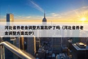 河北省养老金调整方案出炉了吗（河北省养老金调整方案出炉）