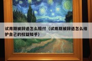 试用期被辞退怎么赔付（试用期被辞退怎么维护自己的权益知乎）