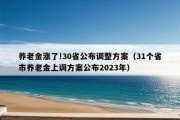 养老金涨了!30省公布调整方案（31个省市养老金上调方案公布2023年）