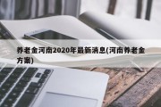 养老金河南2020年最新消息(河南养老金方案)