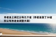 养老金上调已公布几个省（养老金涨了30省份公布养老金调整方案）