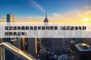 延迟退休最新消息年龄对照表（延迟退休年龄对照表公布）