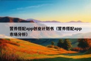 营养搭配app创业计划书（营养搭配app市场分析）