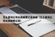 怎么查询公司社保缴费记录明细（怎么查询公司社保缴费记录）