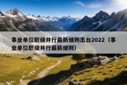 事业单位职级并行最新细则出台2022（事业单位职级并行最新细则）