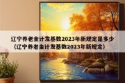 辽宁养老金计发基数2023年新规定是多少（辽宁养老金计发基数2023年新规定）