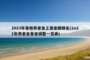 2023年各地养老金上涨金额排名(2o21年养老金各省调整一览表)