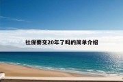 社保要交20年了吗的简单介绍