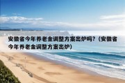 安徽省今年养老金调整方案出炉吗?（安徽省今年养老金调整方案出炉）