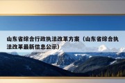 山东省综合行政执法改革方案（山东省综合执法改革最新信息公示）