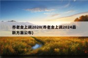 养老金上调2020(养老金上调2024最新方案公布)