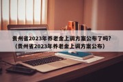 贵州省2023年养老金上调方案公布了吗?（贵州省2023年养老金上调方案公布）