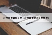 北京社保如何补交（北京社保怎么补交缴费）