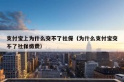 支付宝上为什么交不了社保（为什么支付宝交不了社保缴费）