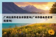 广州社保养老金余额查询(广州市基本养老保险查询)