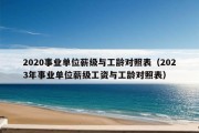 2020事业单位薪级与工龄对照表（2023年事业单位薪级工资与工龄对照表）