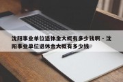 沈阳事业单位退休金大概有多少钱啊 - 沈阳事业单位退休金大概有多少钱