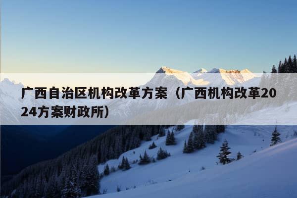 广西自治区机构改革方案（广西机构改革2024方案财政所）