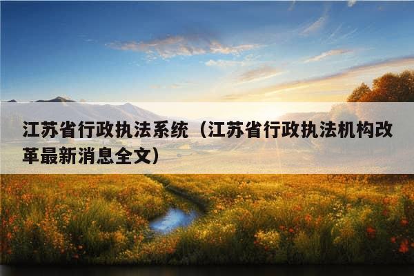 江苏省行政执法系统（江苏省行政执法机构改革最新消息全文）