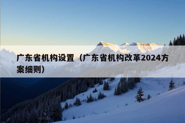 广东省机构设置（广东省机构改革2024方案细则）