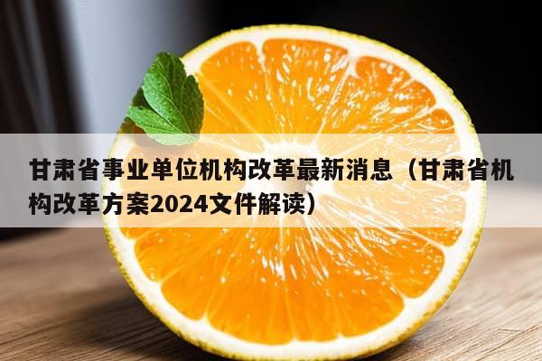 甘肃省事业单位机构改革最新消息（甘肃省机构改革方案2024文件解读）