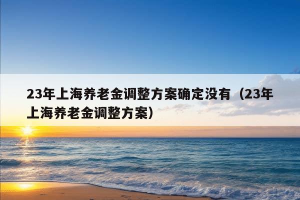 23年上海养老金调整方案确定没有（23年上海养老金调整方案）