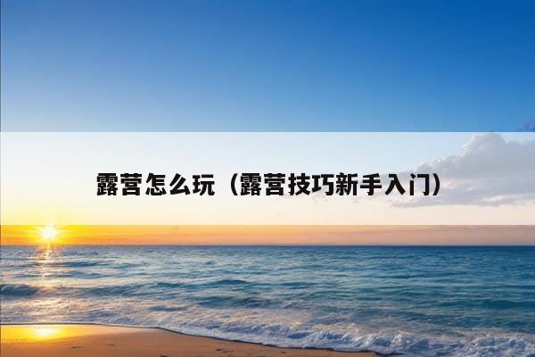 露营怎么玩（露营技巧新手入门）