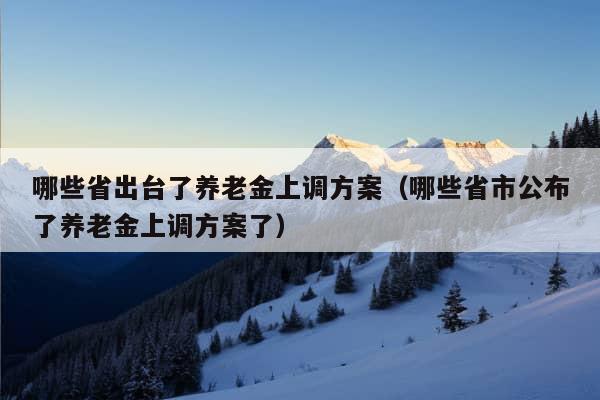 哪些省出台了养老金上调方案（哪些省市公布了养老金上调方案了）