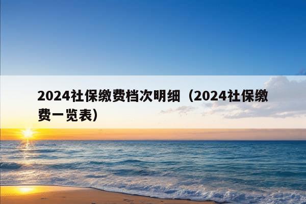 2024社保缴费档次明细（2024社保缴费一览表）